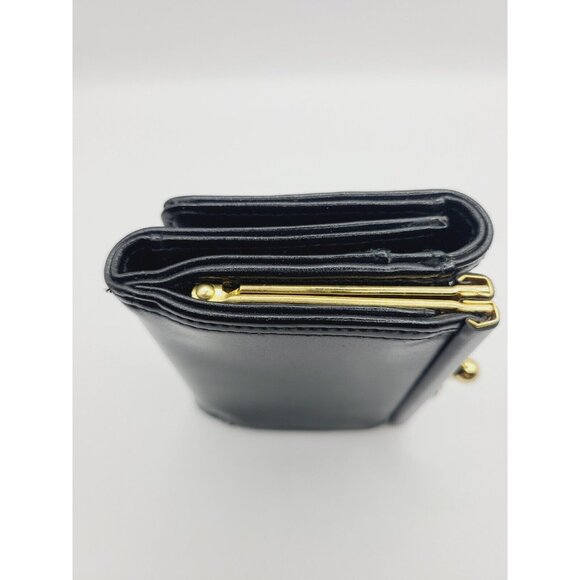 Liz Claiborne Wallet Black Women's Small Fold Out Faux Leather Kiss Lock - Picture 8 of 10